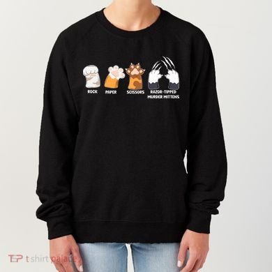 Rock Paper Scissors Razor Tipped Murder Mittens Fun Cat Paws Women's Sweatshirt