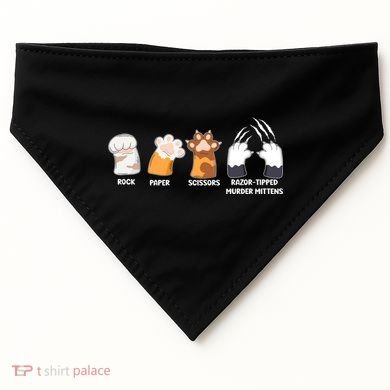 Rock Paper Scissors Razor Tipped Murder Mittens Fun Cat Paws USA-Made Doggie Bandana