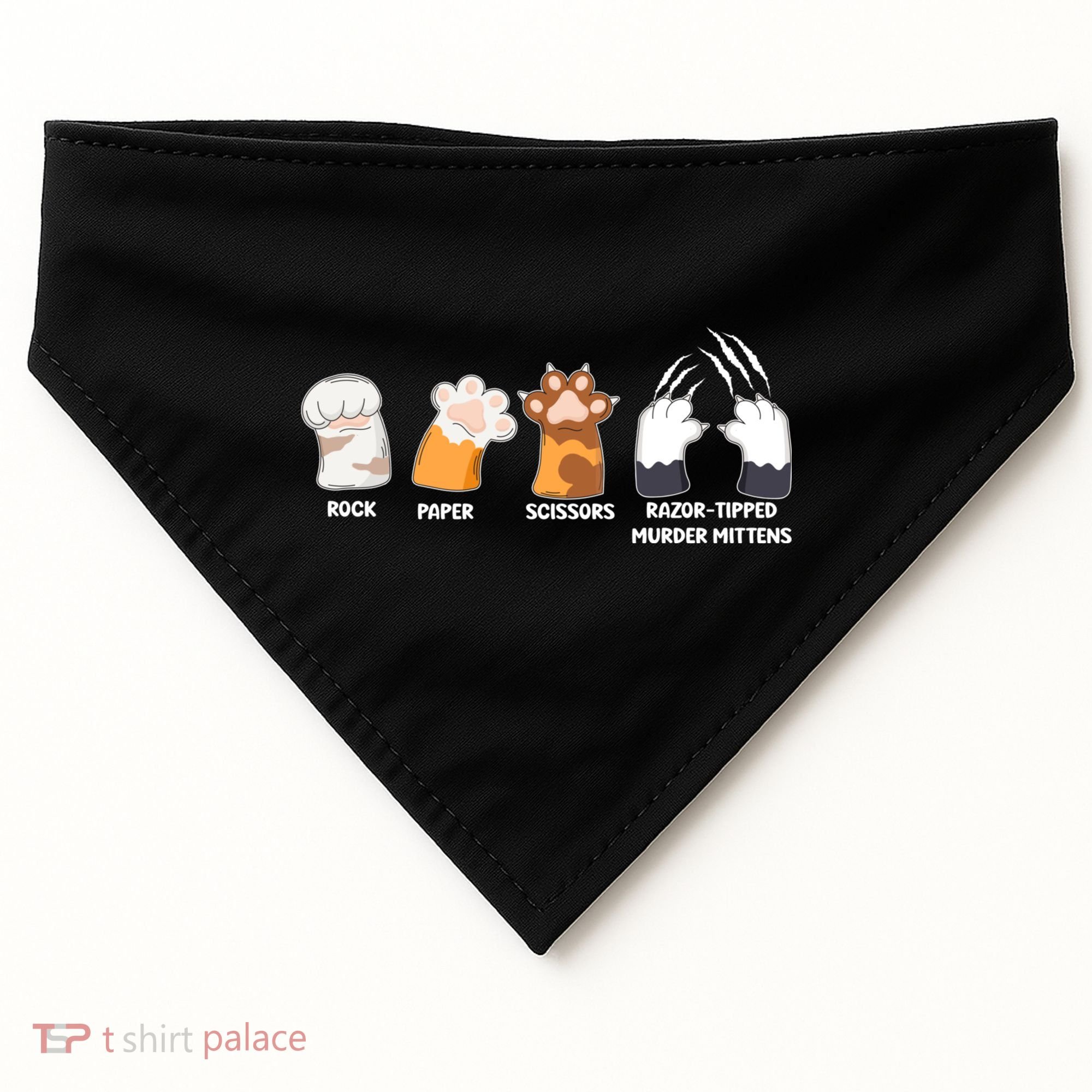 Rock Paper Scissors Razor Tipped Murder Mittens Fun Cat Paws USA-Made Doggie Bandana