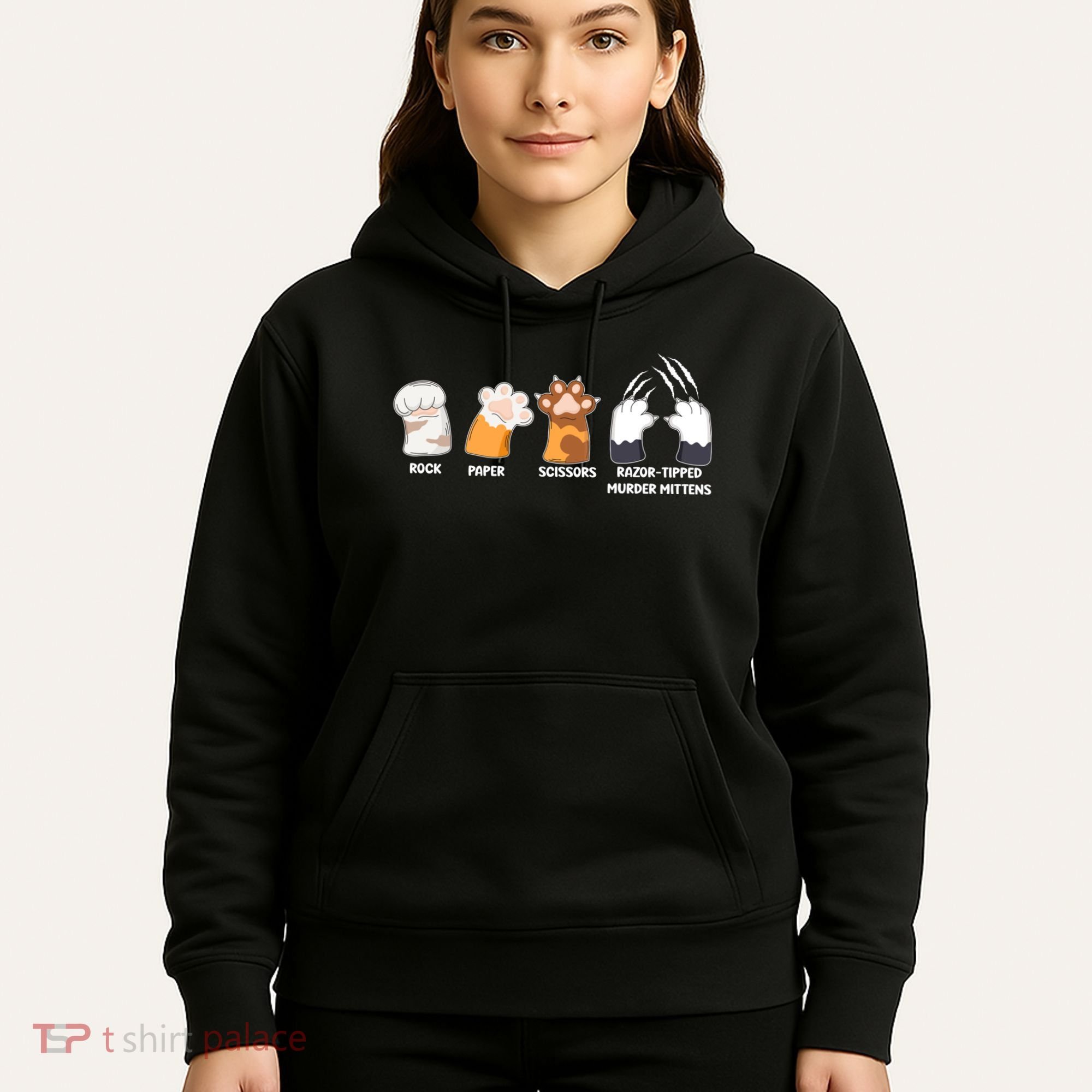 Rock Paper Scissors Razor Tipped Murder Mittens Fun Cat Paws Hoodie