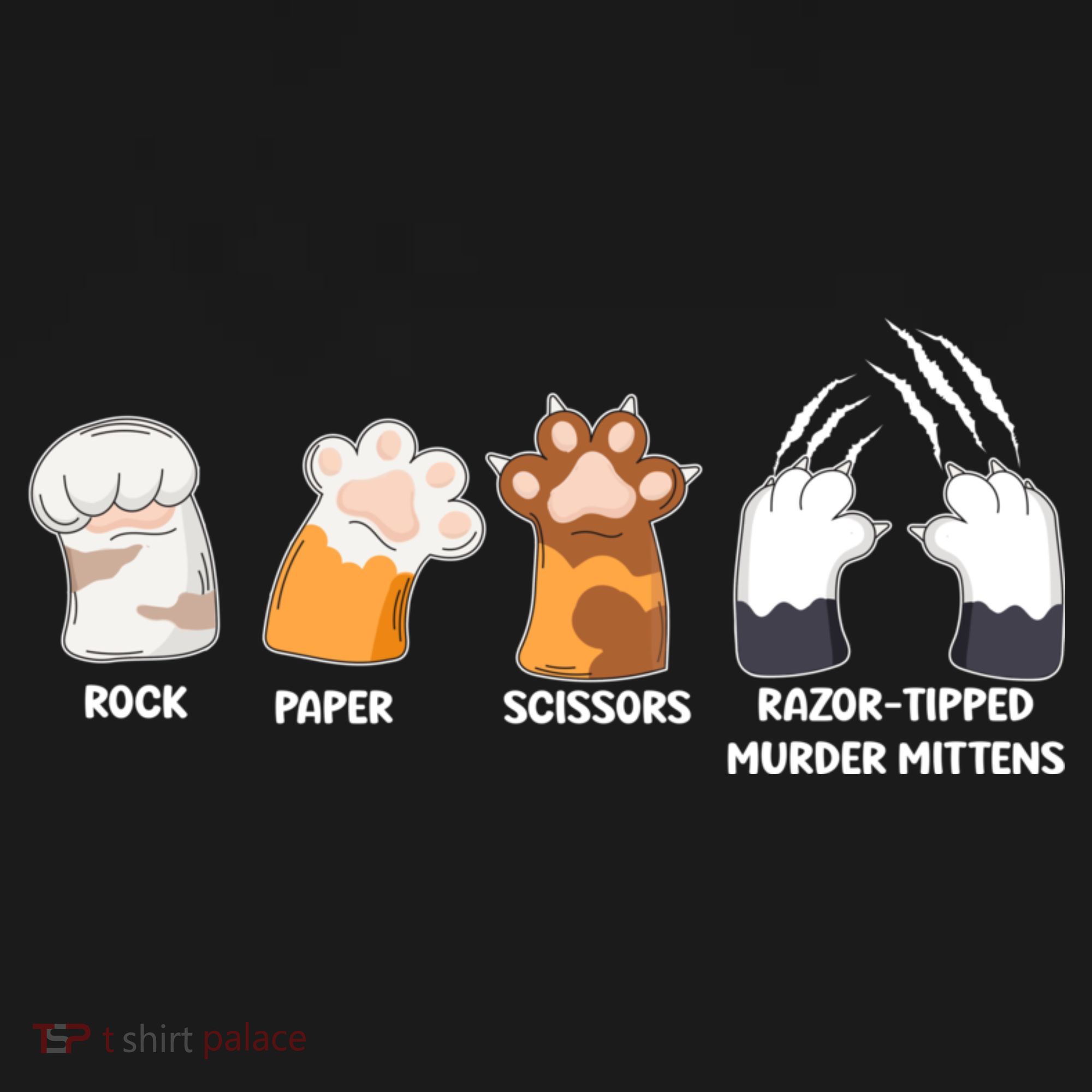 Rock Paper Scissors Razor Tipped Murder Mittens Fun Cat Paws Long Sleeve Shirt