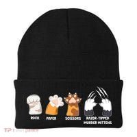Rock Paper Scissors Razor Tipped Murder Mittens Fun Cat Paws Beanie thumb 0