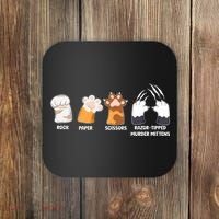 Rock Paper Scissors Razor Tipped Murder Mittens Fun Cat Paws Coaster thumb 0