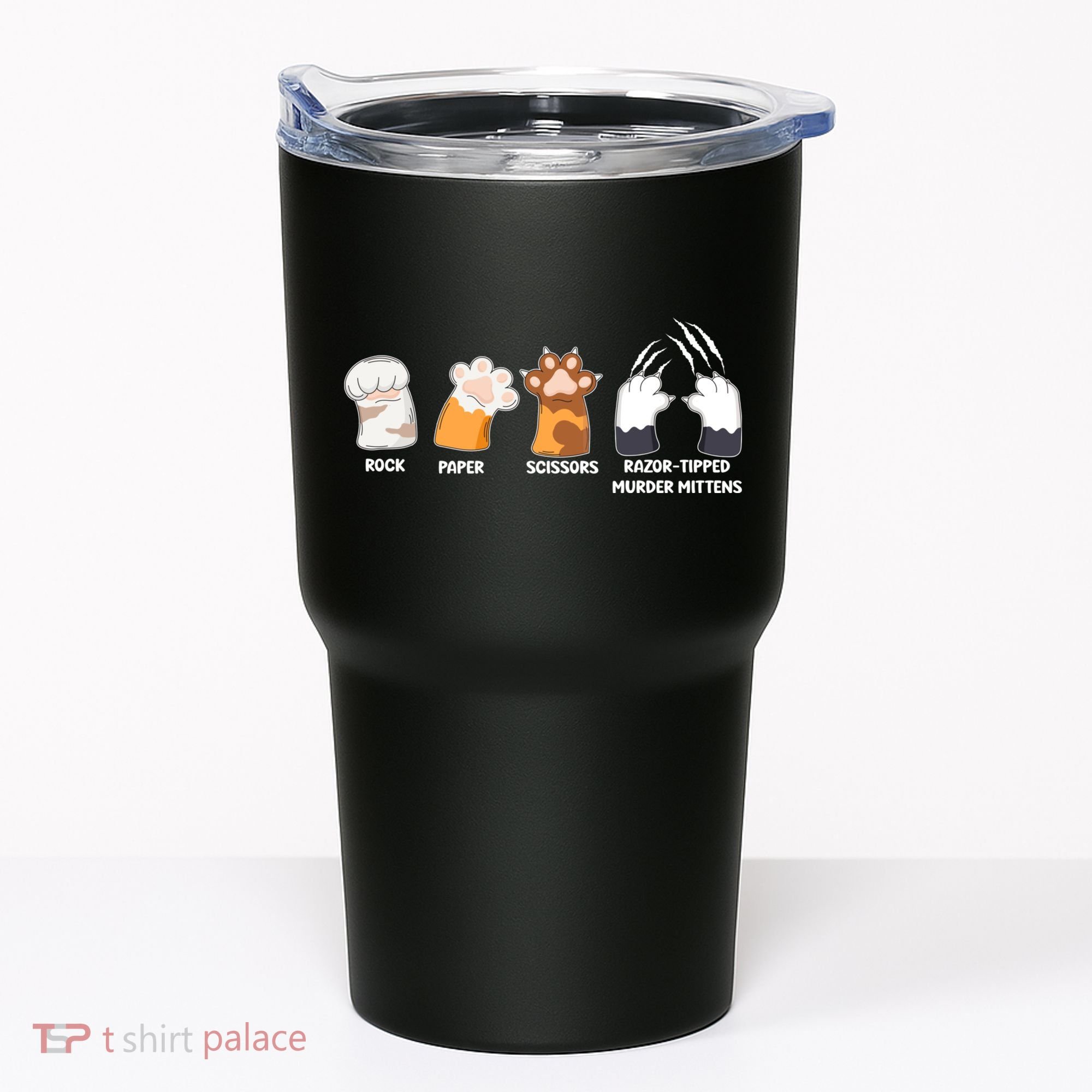 Rock Paper Scissors Razor Tipped Murder Mittens Fun Cat Paws Tumbler