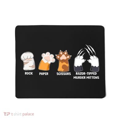 Rock Paper Scissors Razor Tipped Murder Mittens Fun Cat Paws Mousepad