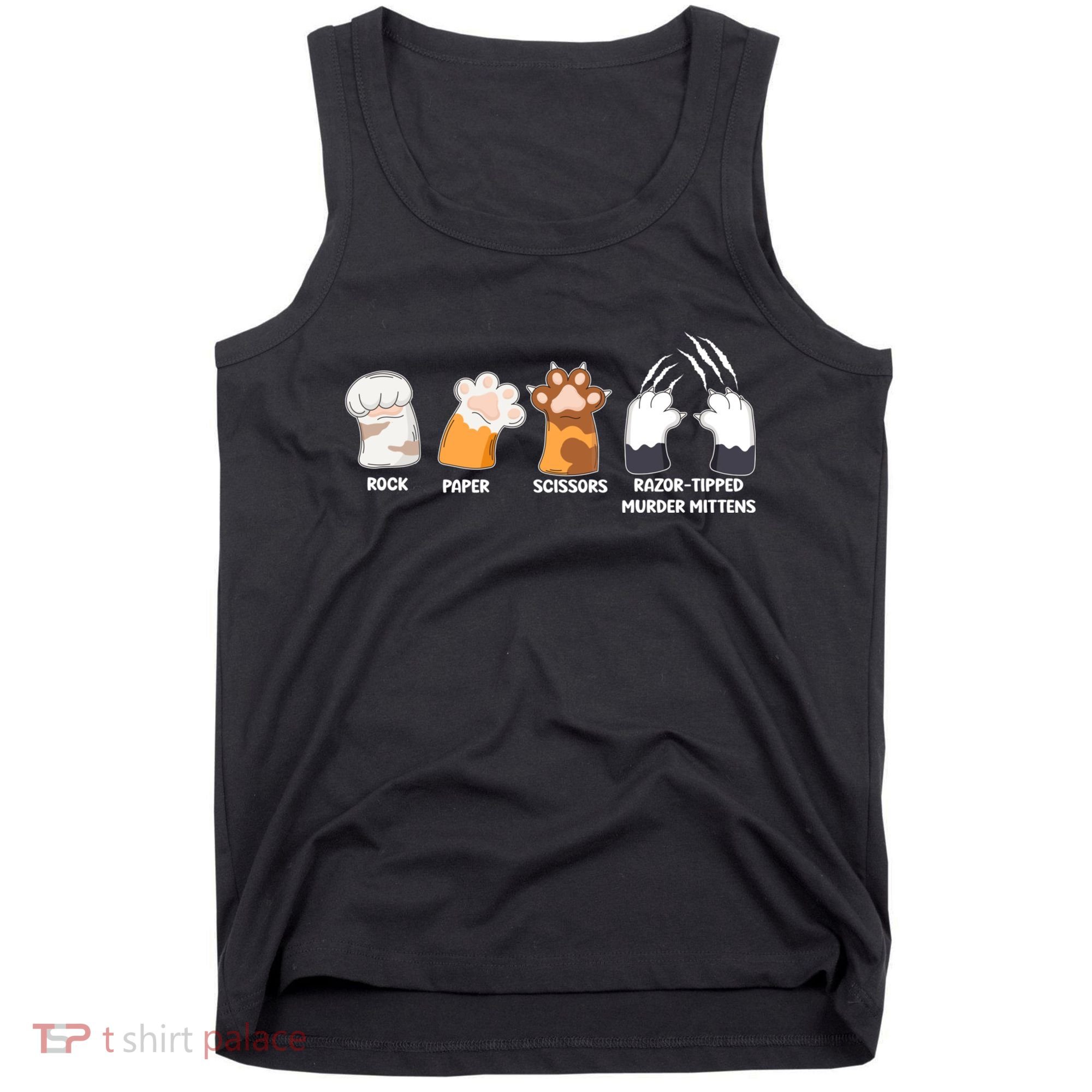 Rock Paper Scissors Razor Tipped Murder Mittens Fun Cat Paws Tank Top