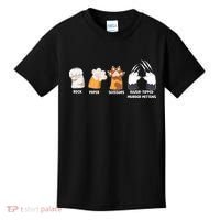 Rock Paper Scissors Razor Tipped Murder Mittens Fun Cat Paws Kids T-Shirt thumb 0