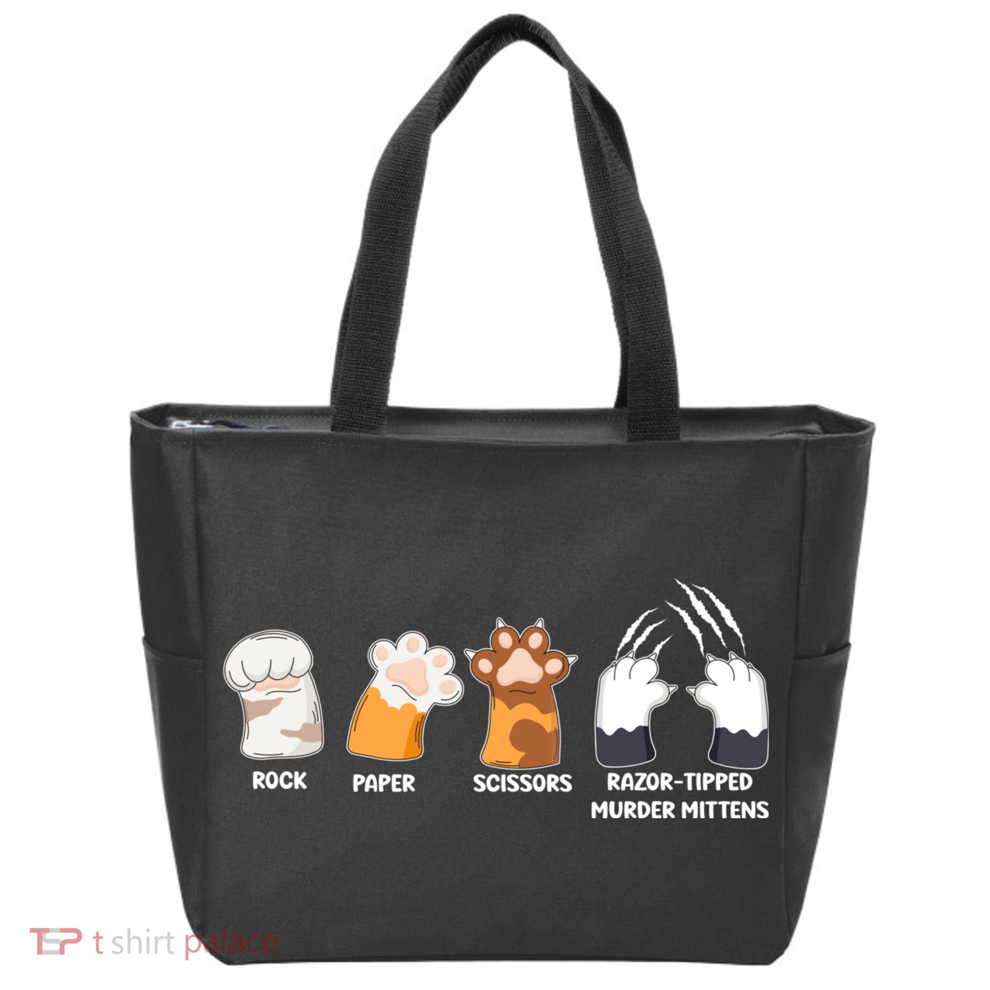 Rock Paper Scissors Razor Tipped Murder Mittens Fun Cat Paws Tote Bag