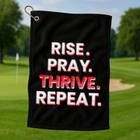 Rise. Pray. Thrive. Repeat Golf Towel thumb 1
