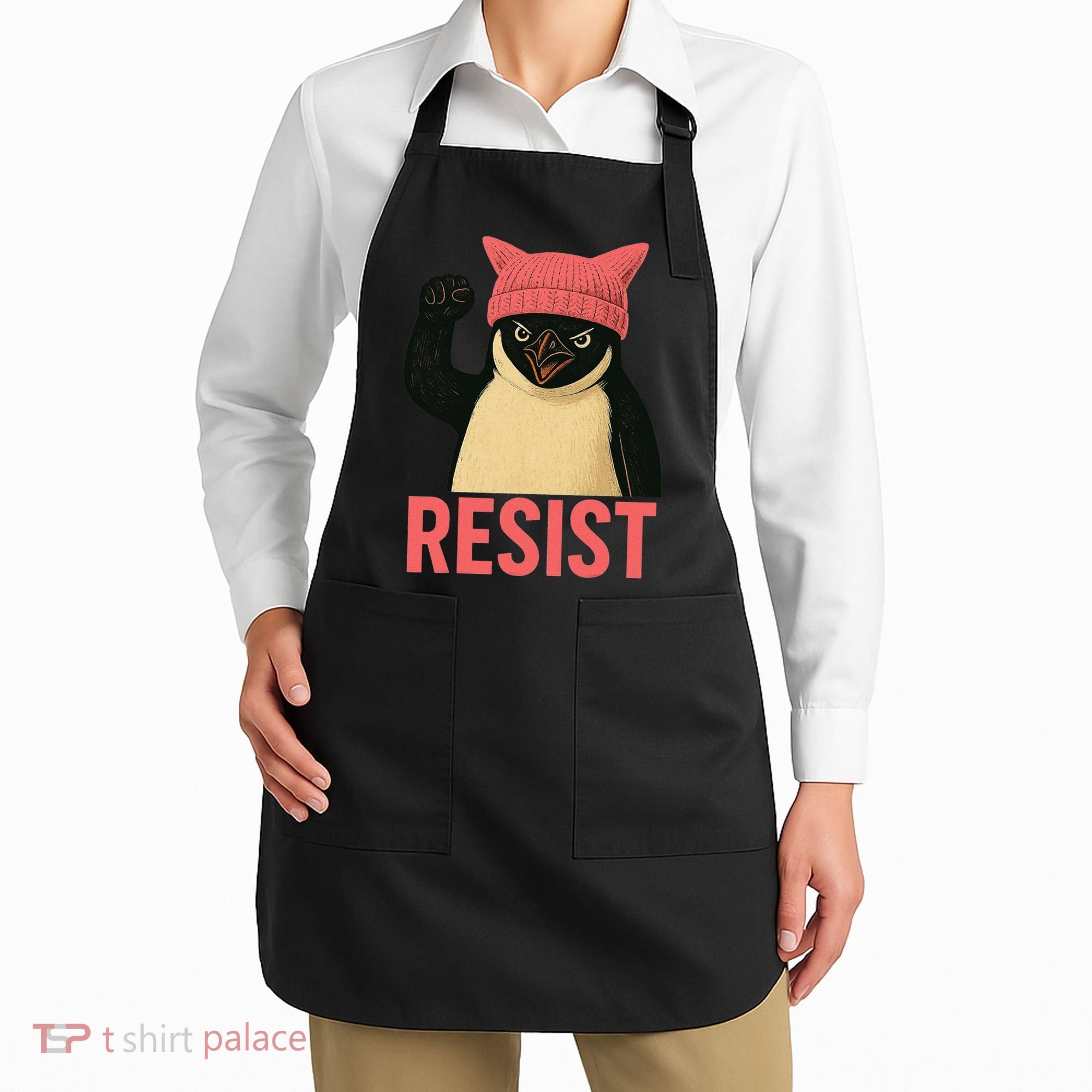 Resist Penguin Tariff Hands Off Protest March Hat USA Apron