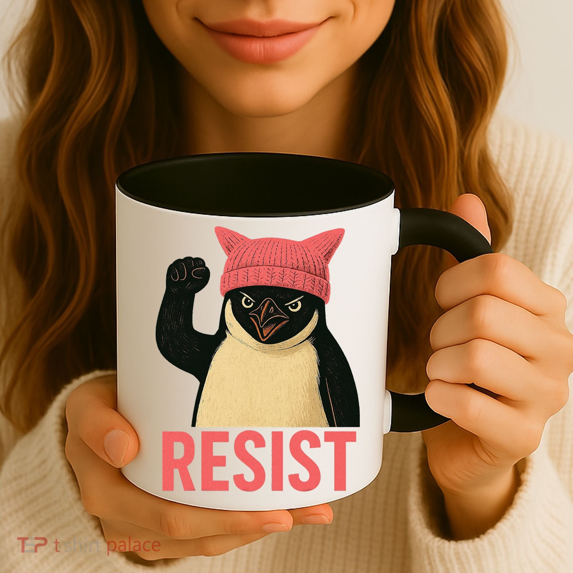 Resist Penguin Tariff Hands Off Protest March Hat USA Coffee Mug