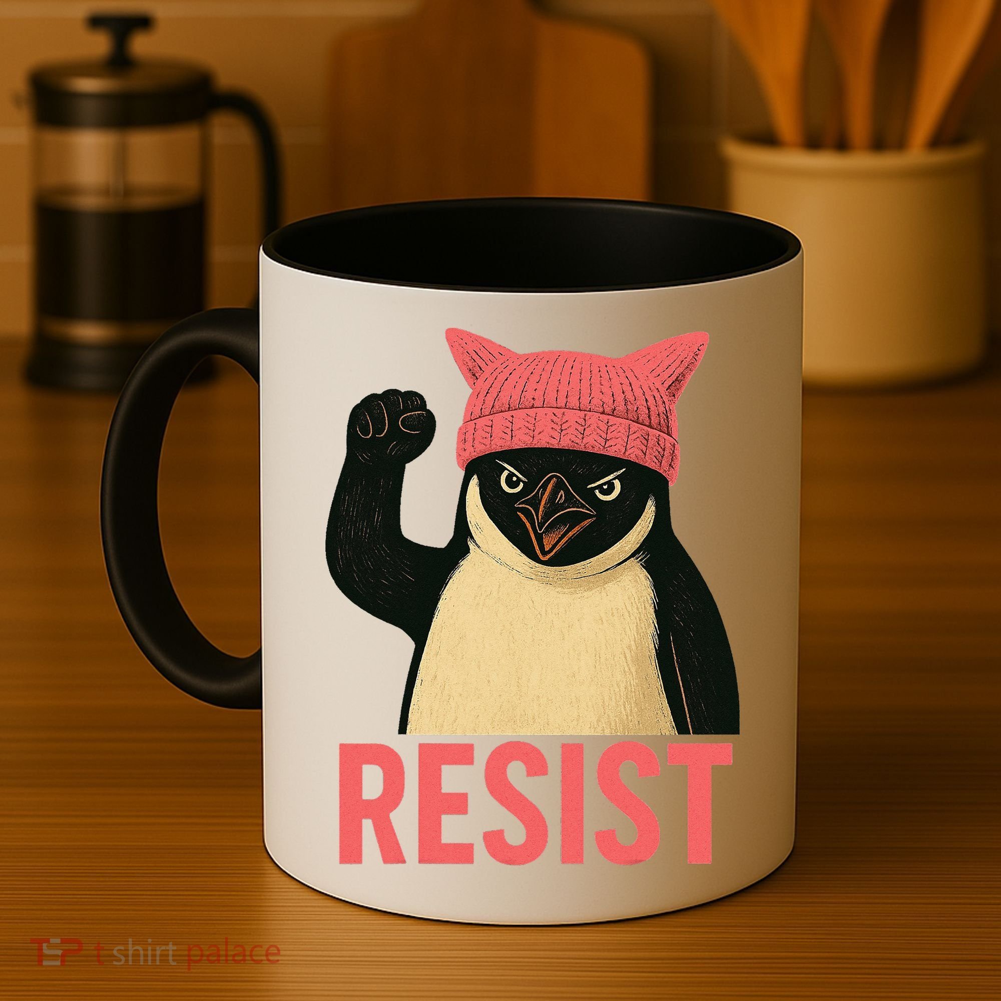 Resist Penguin Tariff Hands Off Protest March Hat USA Coffee Mug