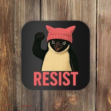 Resist Penguin Tariff Hands Off Protest March Hat USA Coaster