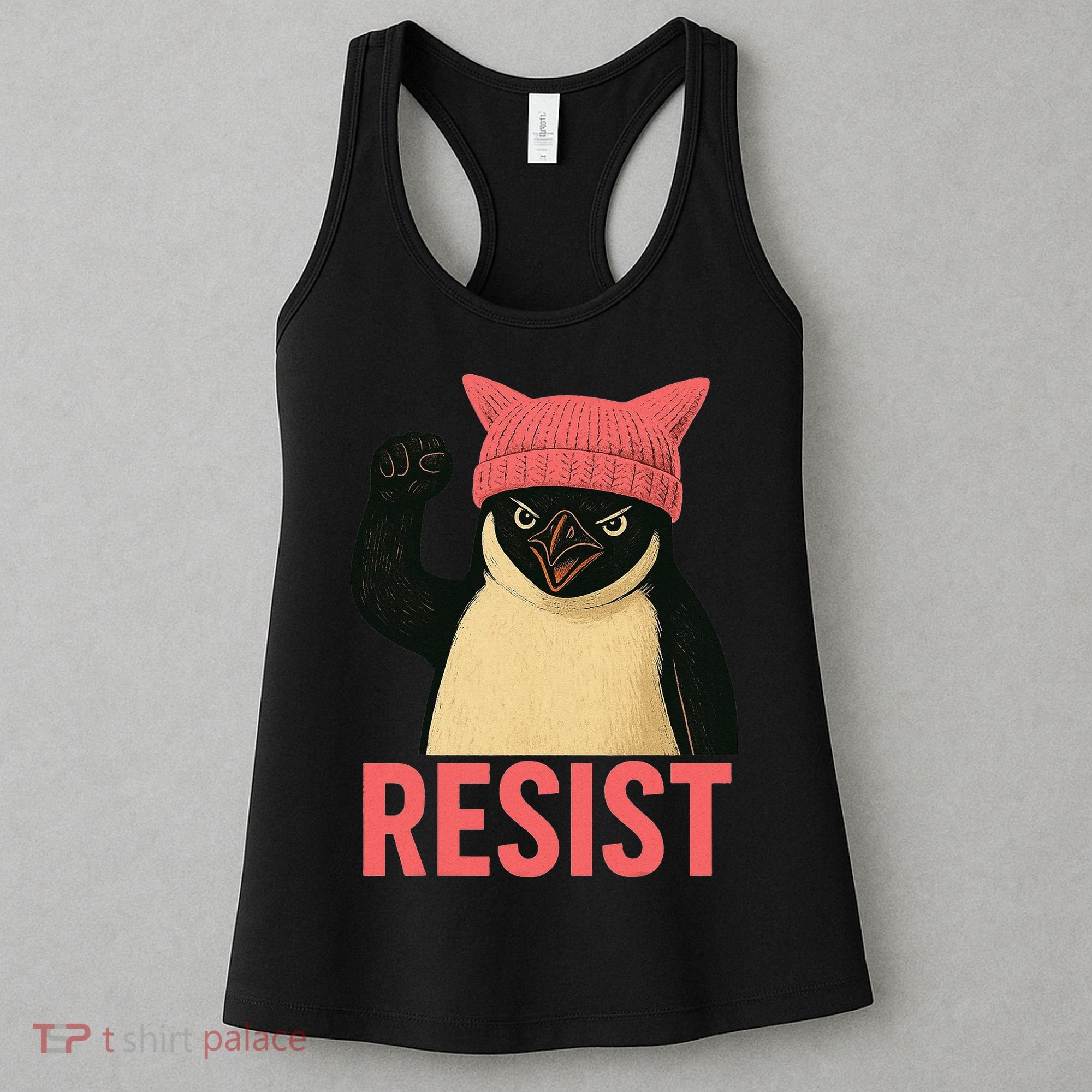 Resist Penguin Tariff Hands Off Protest March Hat USA Women's Tank Top