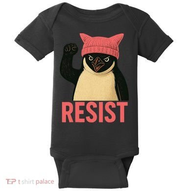 Resist Penguin Tariff Hands Off Protest March Hat USA Baby Bodysuit