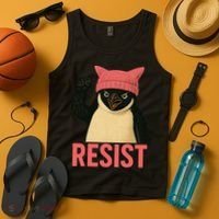 Resist Penguin Tariff Hands Off Protest March Hat USA Tank Top thumb 4