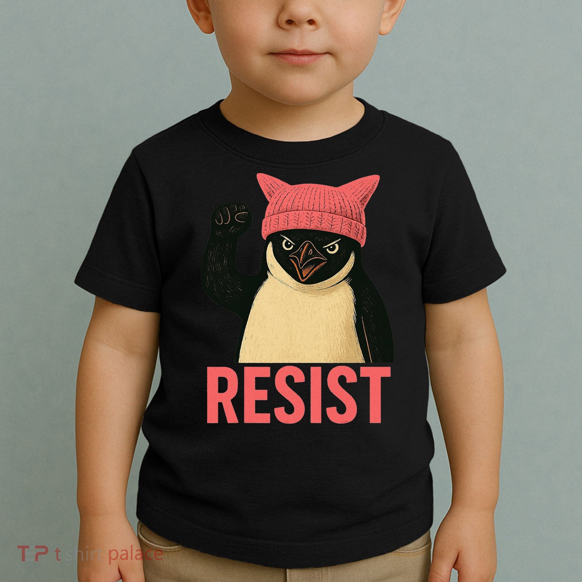 Resist Penguin Tariff Hands Off Protest March Hat USA Toddler T-Shirt