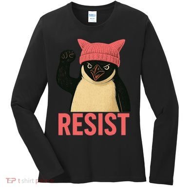 Resist Penguin Tariff Hands Off Protest March Hat USA Women's Long Sleeve Shirt