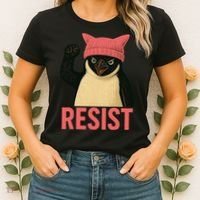 Resist Penguin Tariff Hands Off Protest March Hat USA Women's T-Shirt thumb 2