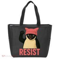 Resist Penguin Tariff Hands Off Protest March Hat USA Tote Bag thumb 0