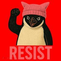 Resist Penguin Tariff Hands Off Protest March Hat USA Santa Hat thumb 1
