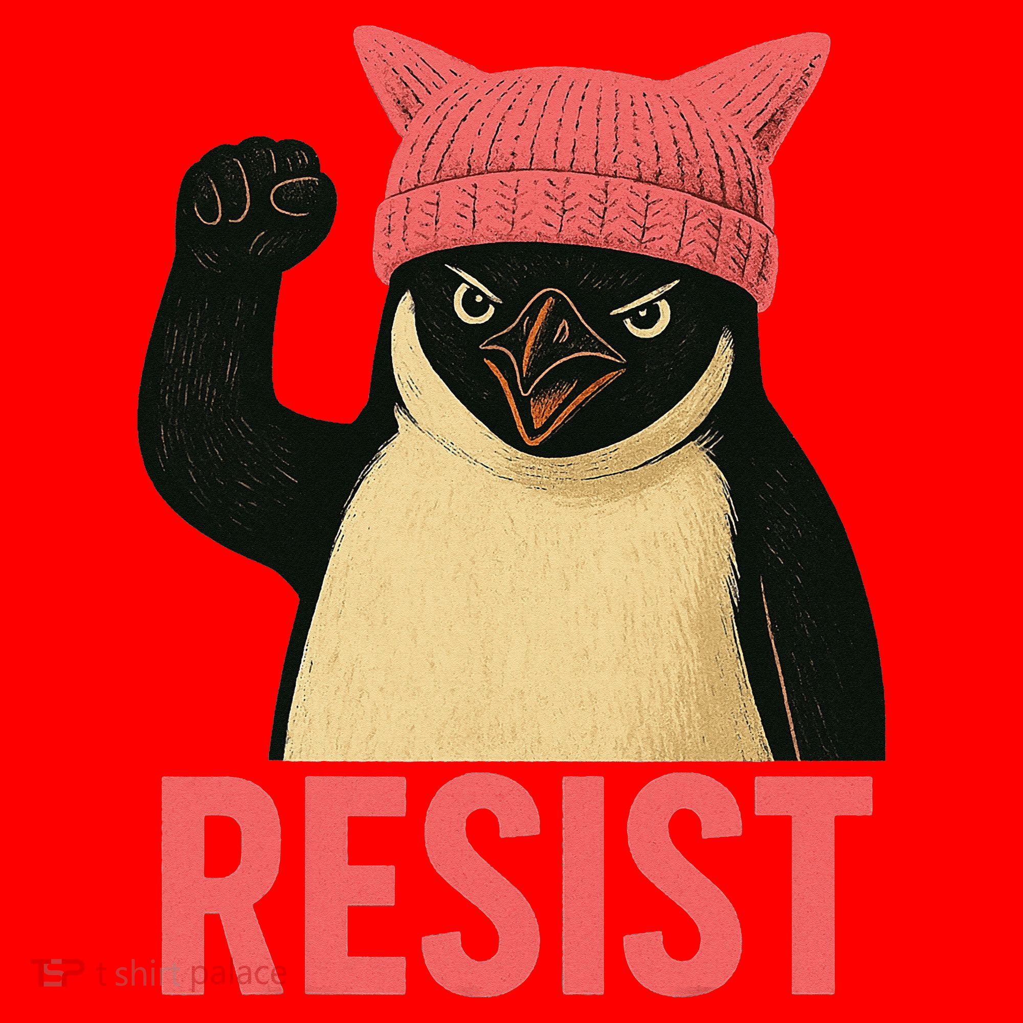 Resist Penguin Tariff Hands Off Protest March Hat USA Santa Hat