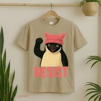 Resist Penguin Tariff Hands Off Protest March Hat USA T-Shirt thumb 2