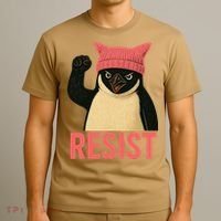 Resist Penguin Tariff Hands Off Protest March Hat USA T-Shirt thumb 3