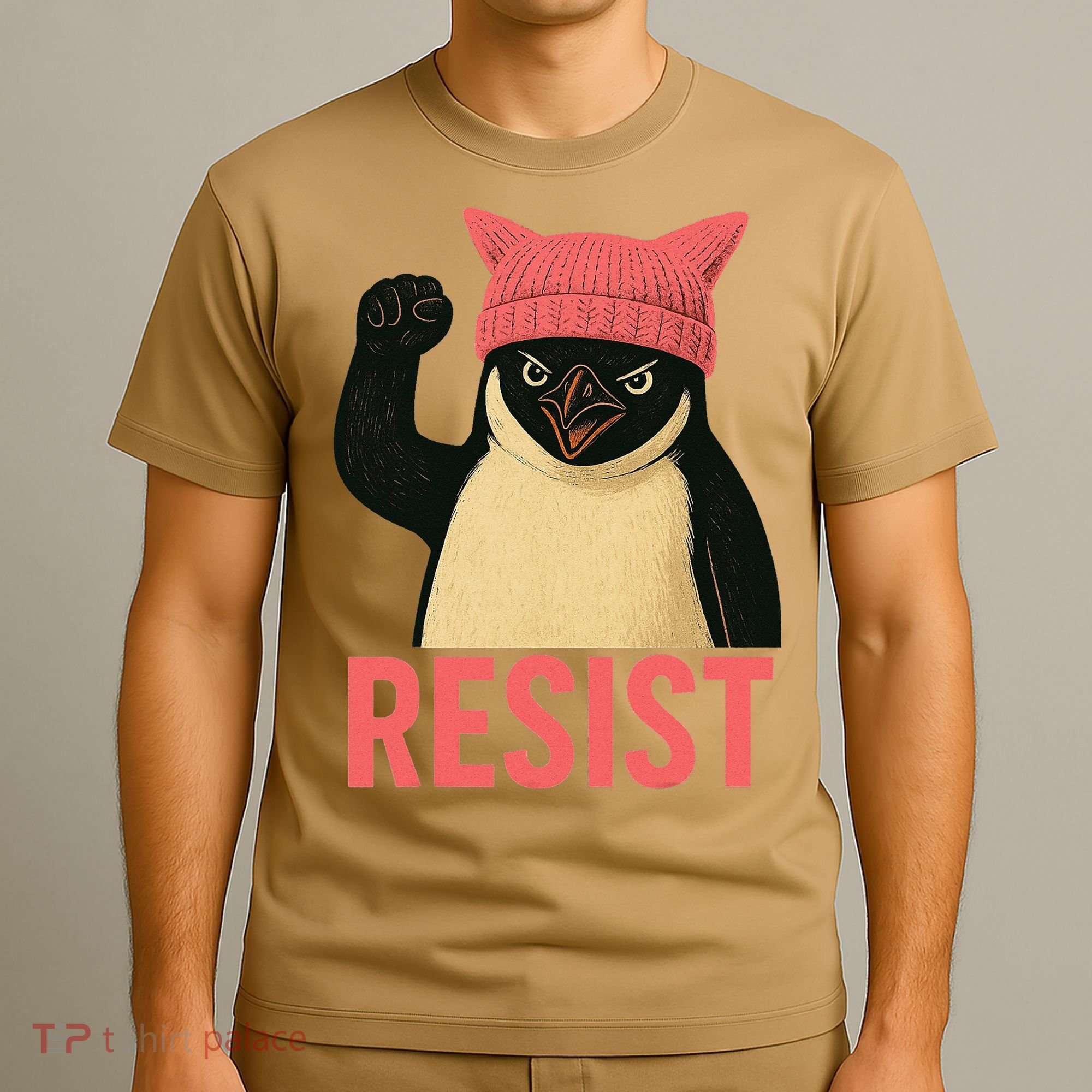 Resist Penguin Tariff Hands Off Protest March Hat USA T-Shirt