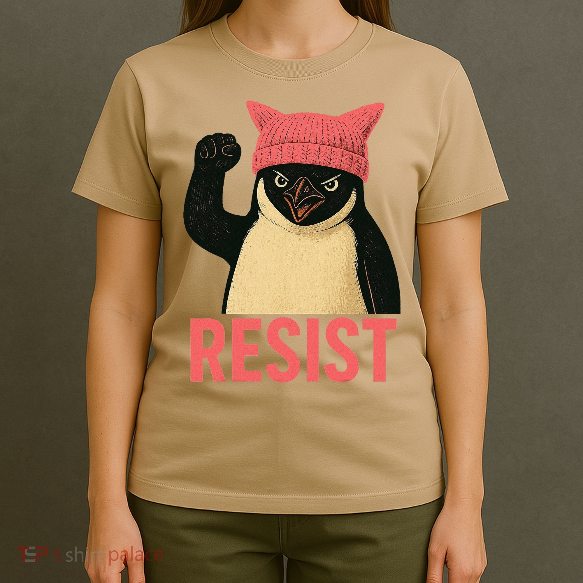 Resist Penguin Tariff Hands Off Protest March Hat USA T-Shirt