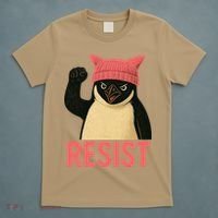Resist Penguin Tariff Hands Off Protest March Hat USA T-Shirt thumb 5