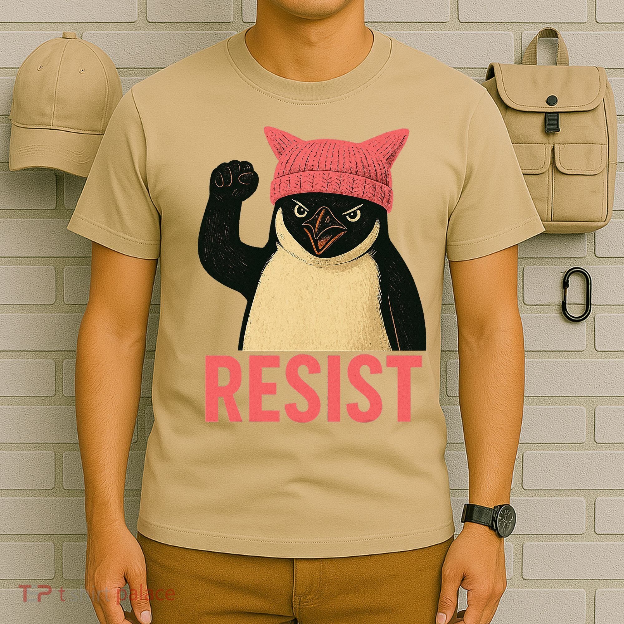 Resist Penguin Tariff Hands Off Protest March Hat USA T-Shirt