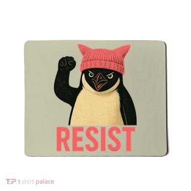 Resist Penguin Tariff Hands Off Protest March Hat USA Mousepad