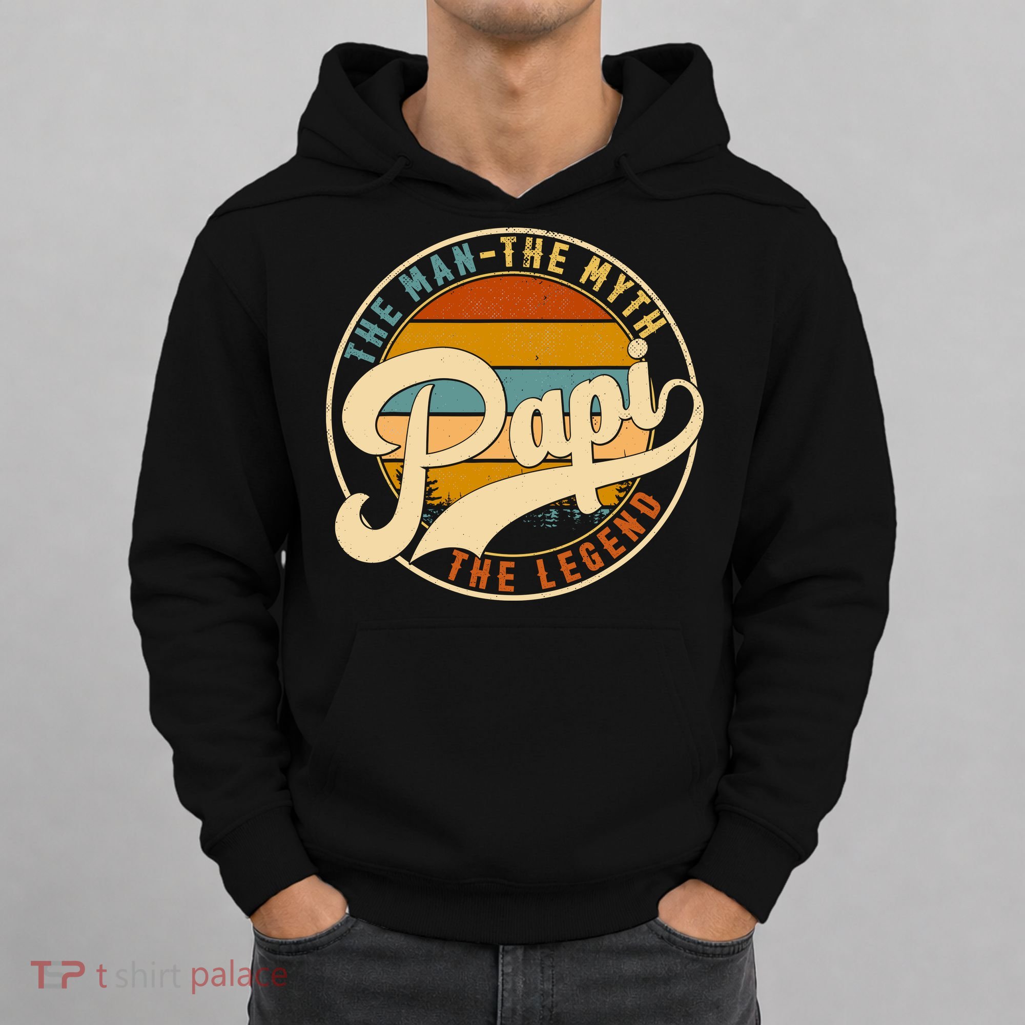 Retro Papi The Man The Myth The Legend Funny FatherS Day Hoodie