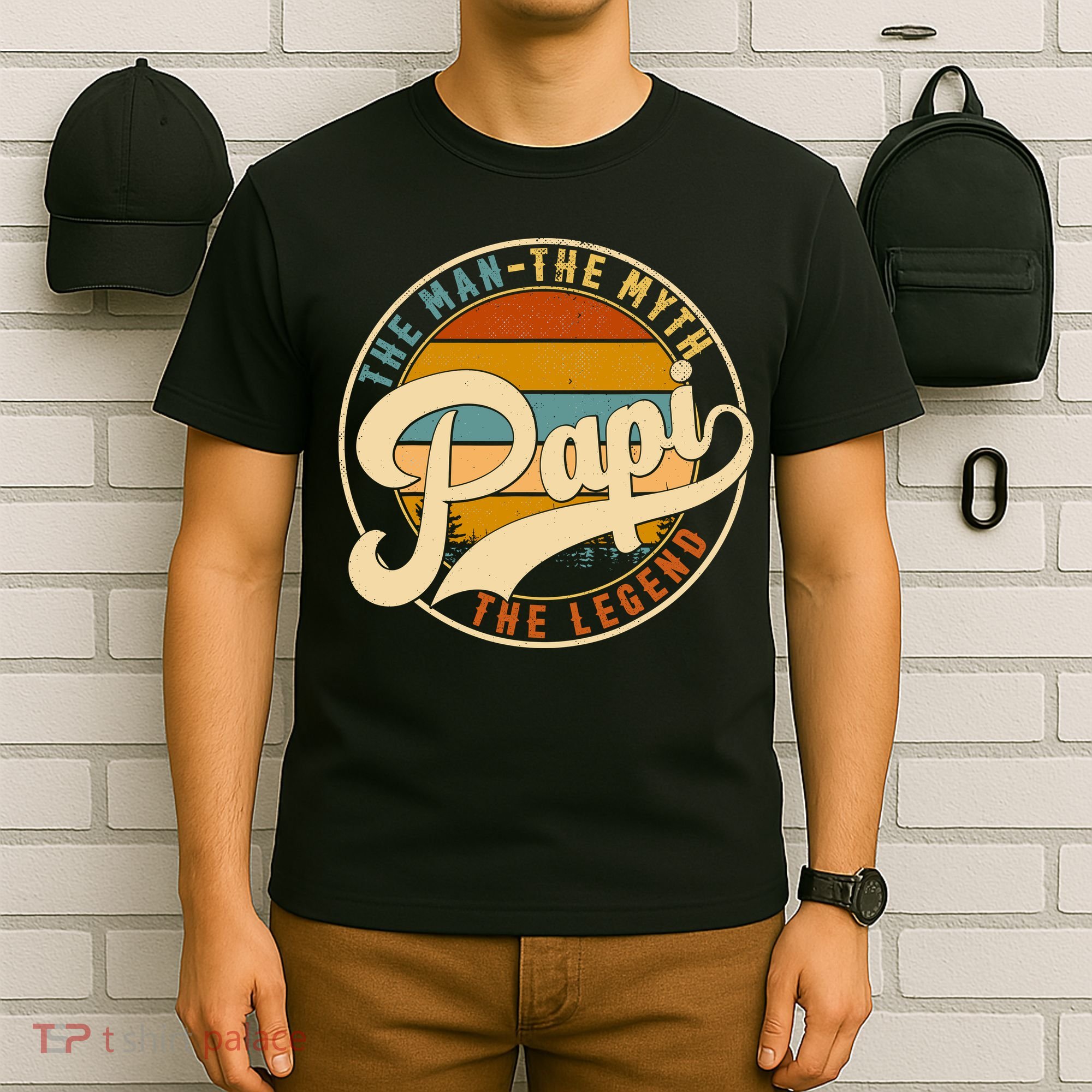 Retro Papi The Man The Myth The Legend Funny FatherS Day T-Shirt