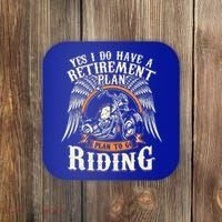 Retirement Plan To Go Riding Gift Motorcycle Riders Biker Coaster thumb 0