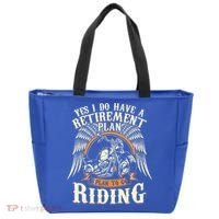Retirement Plan To Go Riding Gift Motorcycle Riders Biker Tote Bag thumb 0
