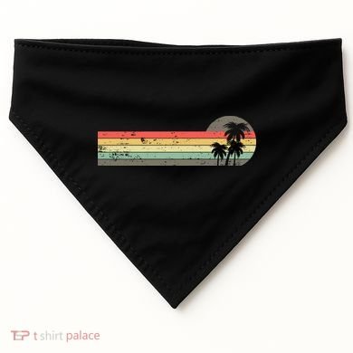 Retro Palm Tree Tropical Summer Beach Vacation  USA-Made Doggie Bandana