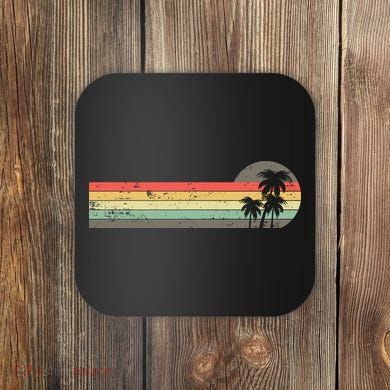 Retro Palm Tree Tropical Summer Beach Vacation  Coaster