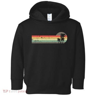 Retro Palm Tree Tropical Summer Beach Vacation  Toddler Hoodie