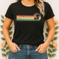 Retro Palm Tree Tropical Summer Beach Vacation  Women's T-Shirt thumb 2