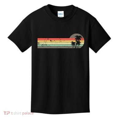 Retro Palm Tree Tropical Summer Beach Vacation  Kids T-Shirt