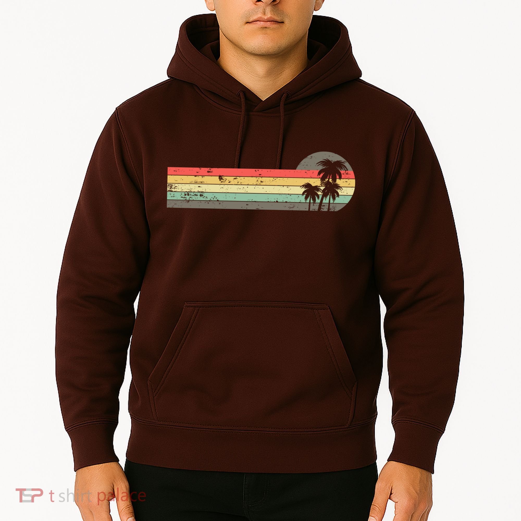 Retro Palm Tree Tropical Summer Beach Vacation  Hoodie