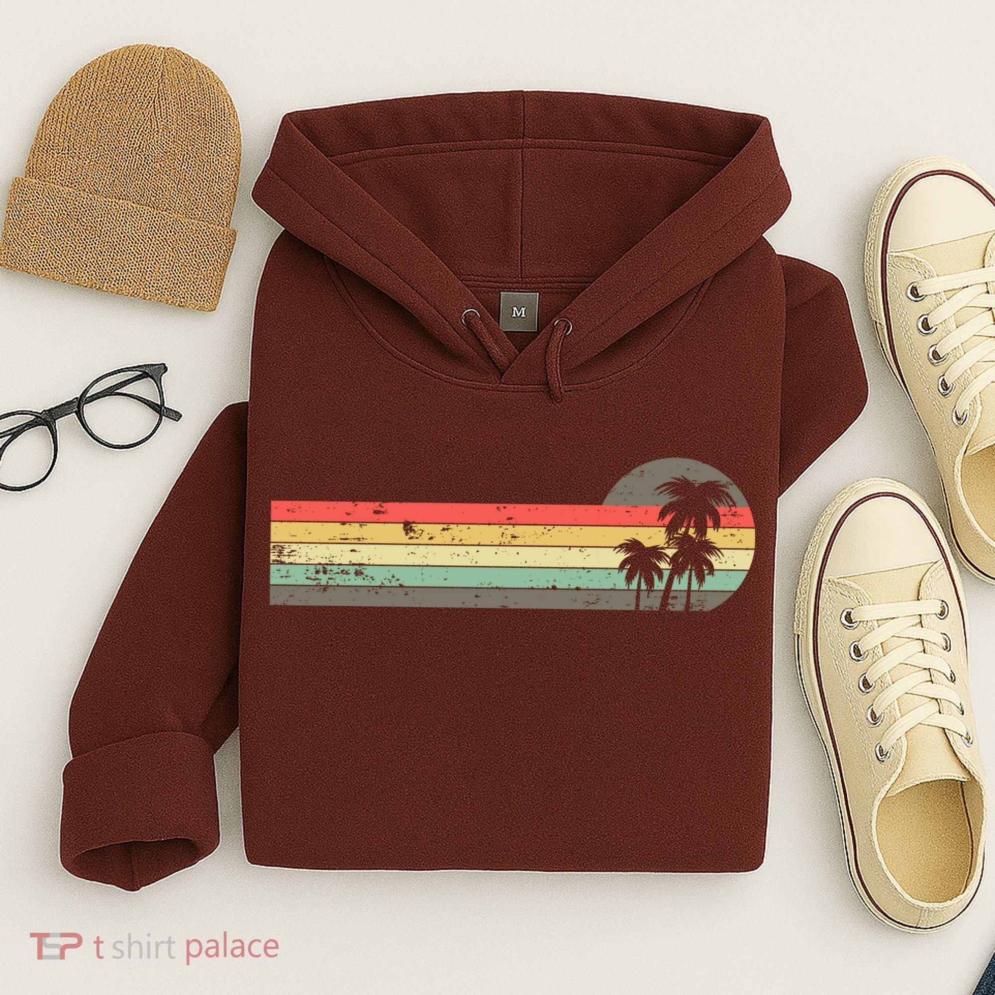 Retro Palm Tree Tropical Summer Beach Vacation  Hoodie