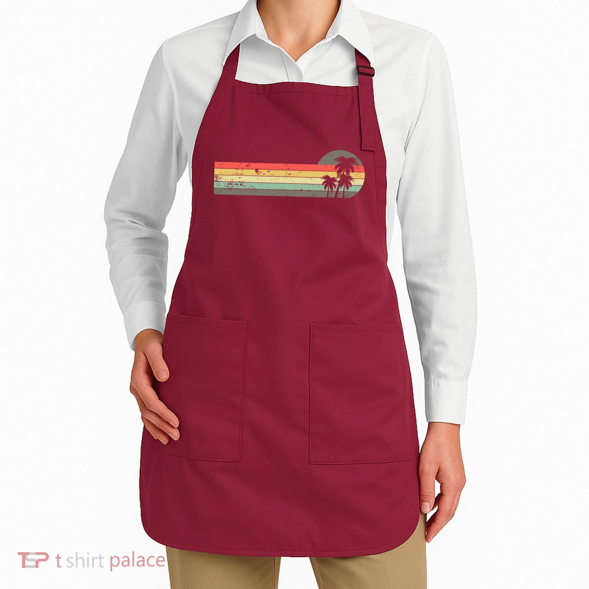 Retro Palm Tree Tropical Summer Beach Vacation  Apron
