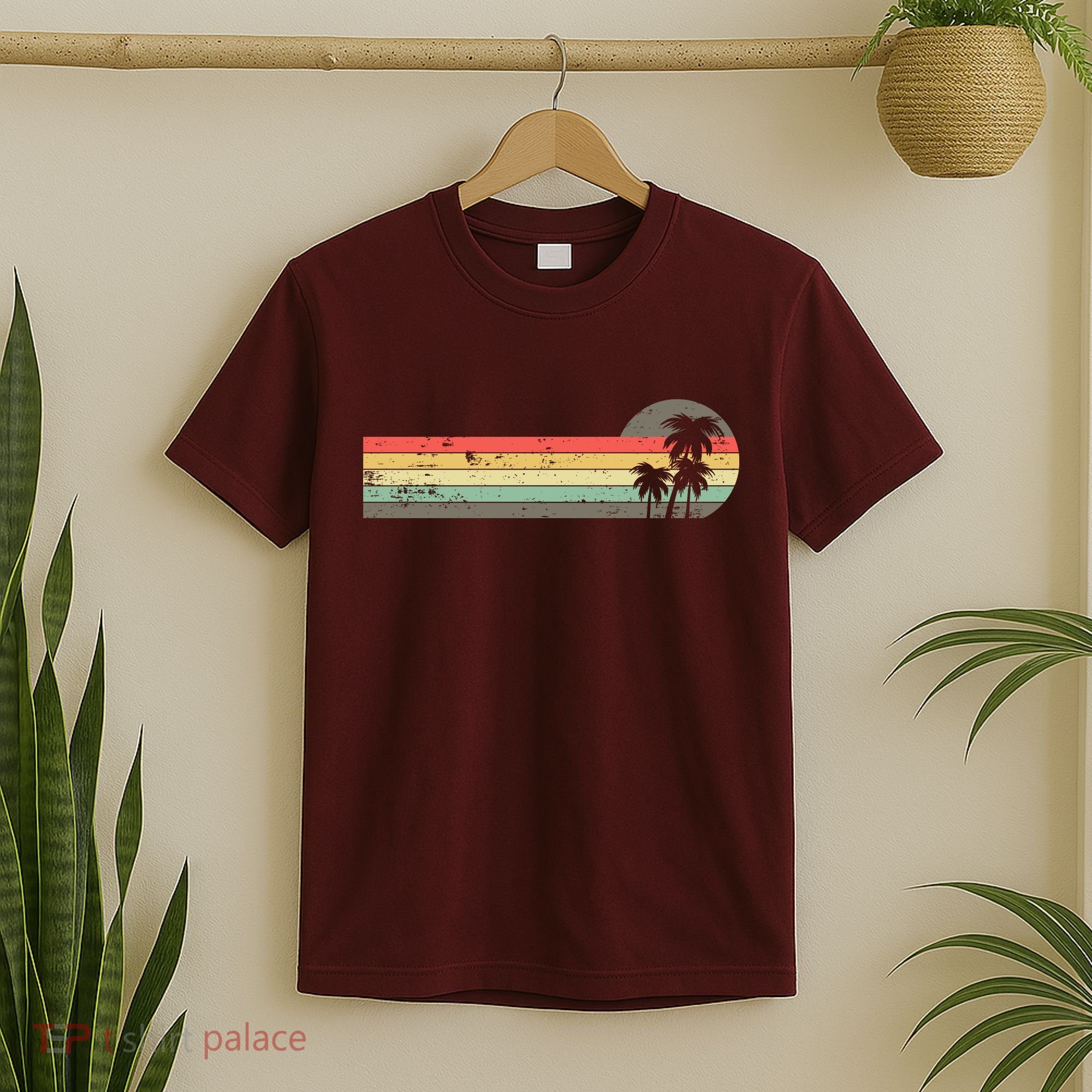 Retro Palm Tree Tropical Summer Beach Vacation  T-Shirt
