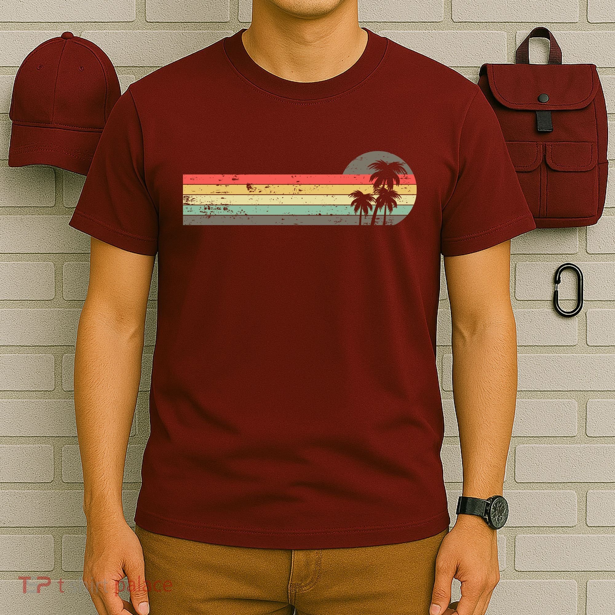 Retro Palm Tree Tropical Summer Beach Vacation  T-Shirt