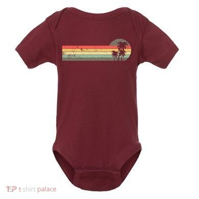 Retro Palm Tree Tropical Summer Beach Vacation  Baby Bodysuit