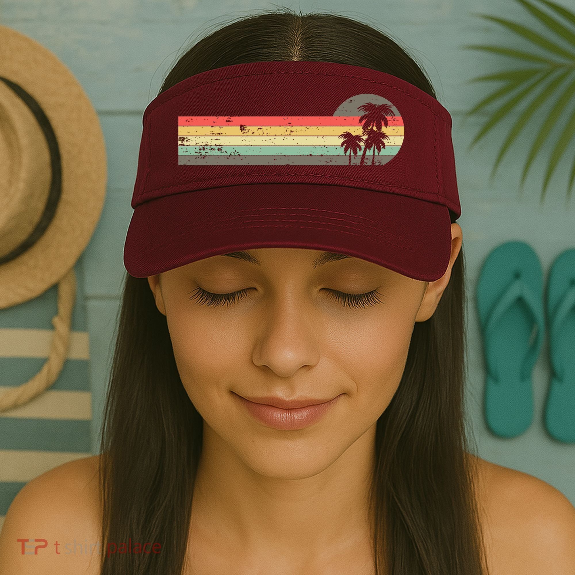 Retro Palm Tree Tropical Summer Beach Vacation  Visor