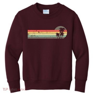 Retro Palm Tree Tropical Summer Beach Vacation  Kids Sweatshirt